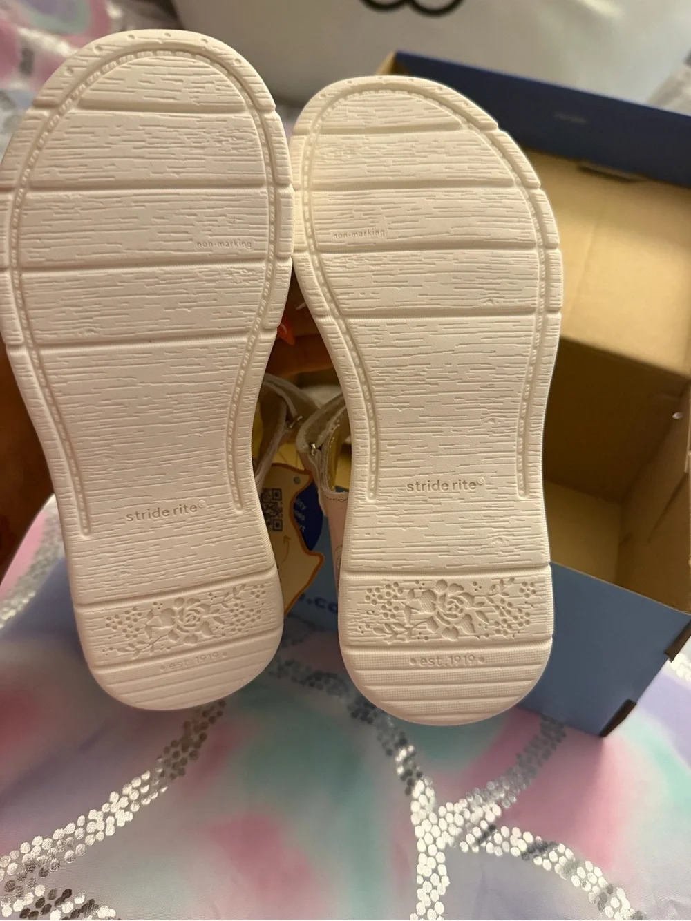 Stride Rite Girls' Light Pink Bow Adjustable Strap Sandals